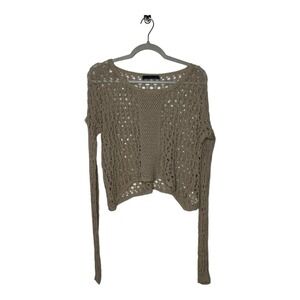 Velvet Graham By Spenser  Sweater Womens Large Tan Beachy Festival Linen Crochet